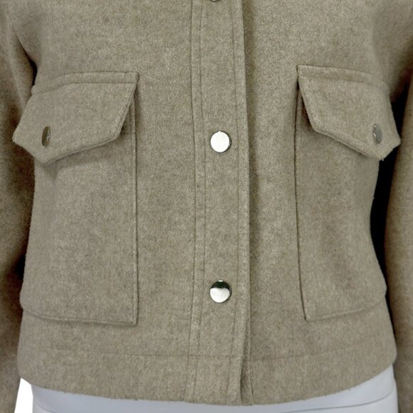 ZARA Cropped Wool-Blend Jacket — Tan Minimalist Neutral — Size Medium - Picture 4 of 11
